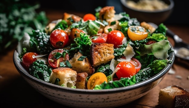 Healthy gourmet salad with fresh organic ingredients generated by AI