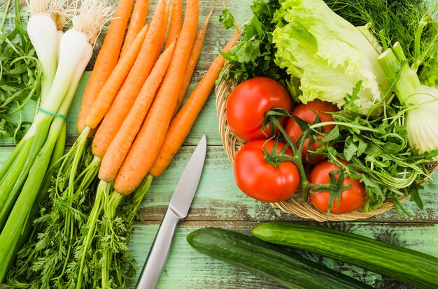 Healthy ingredients included in a salad