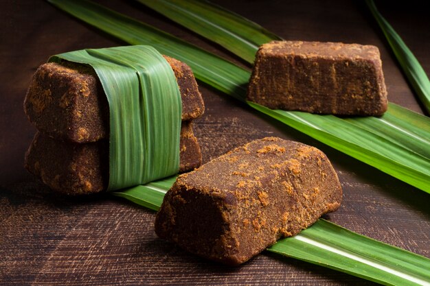 Healthy jaggery still life arrangement