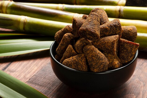 Healthy jaggery still life arrangement