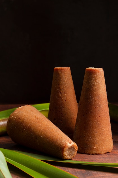 Healthy jaggery still life arrangement