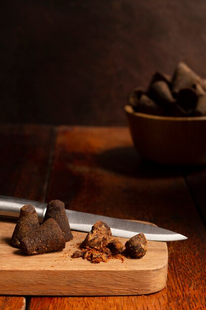 Healthy jaggery still life composition