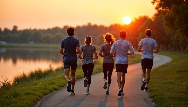 Free Photo healthy lifestyle running outdoors