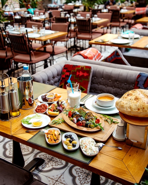 healthy lunch on the table of a restaurant