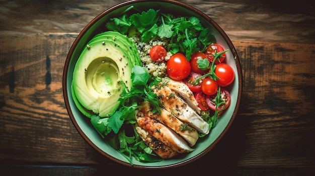 Healthy salad bowl AI generated image