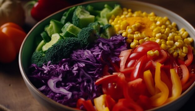 Healthy salad bowl with fresh organic vegetables generated by AI