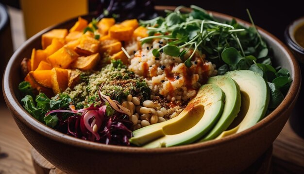 Healthy salad bowl with fresh organic vegetables generated by AI