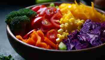 Free photo healthy salad bowl with fresh organic vegetables generated by ai