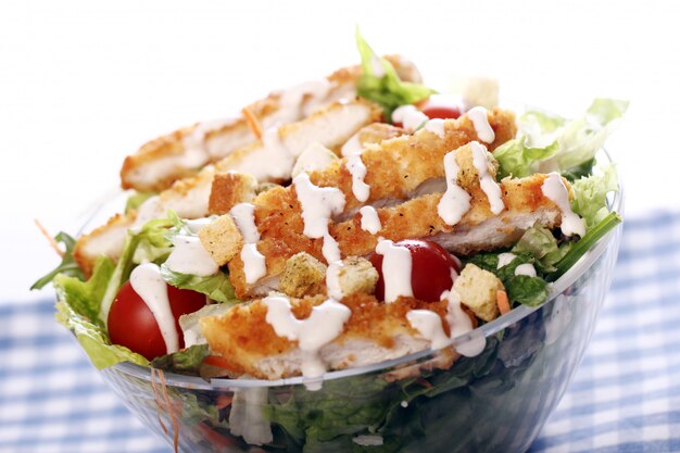 Healthy salad with chicken and vegetables