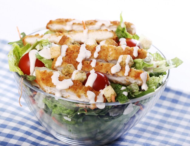 Healthy salad with chicken and vegetables