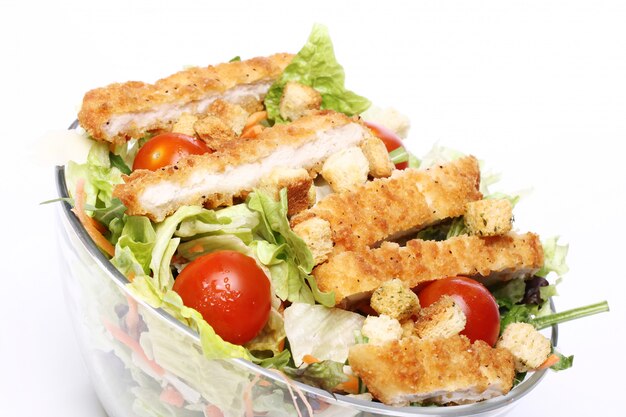 Healthy salad with chicken and vegetables