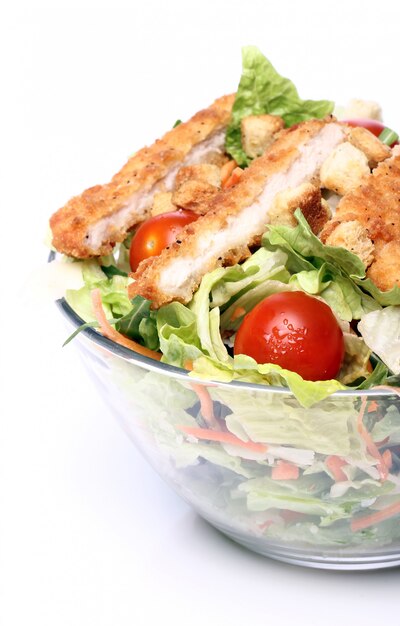 Healthy salad with chicken and vegetables