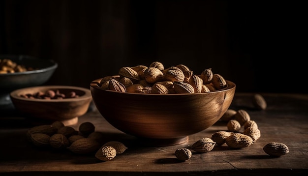 Free photo healthy snack bowl with fresh organic nuts generative ai