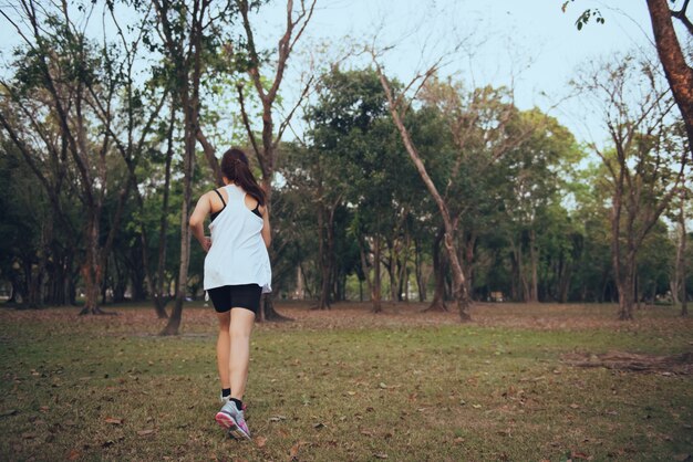 healthy sporty forest woods marathon