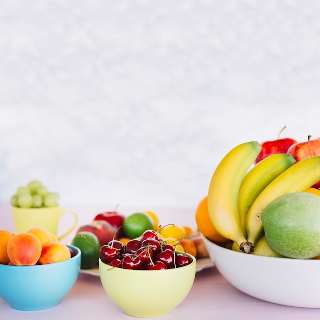 Healthy tropical fruits in bowl