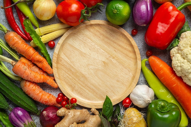 healthy vegetables on old dark background