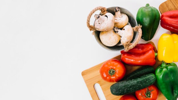 Healthy vegetables and space on left