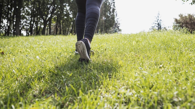 Healthy woman doing exercise outdoors