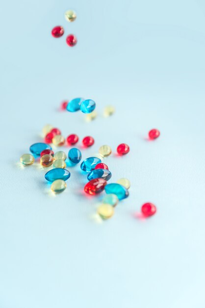 Heap of colorful gel capsules