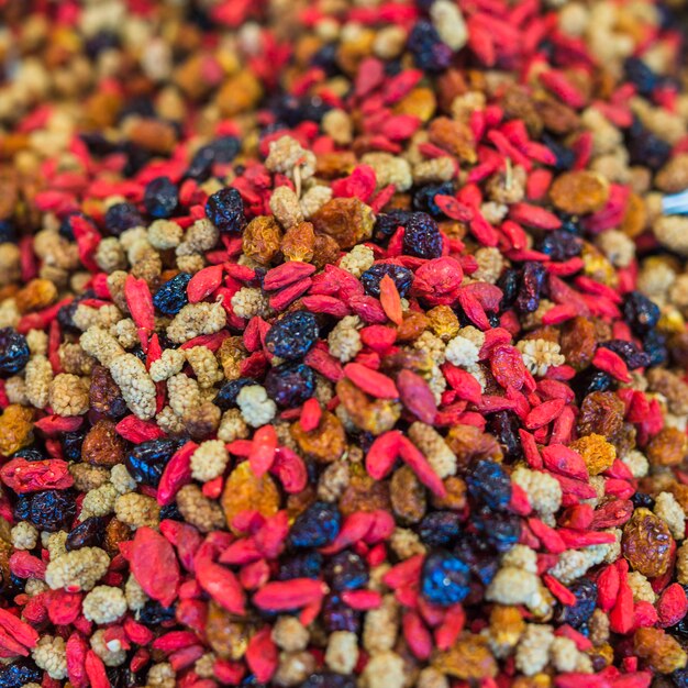 Heap of dried colorful fruits
