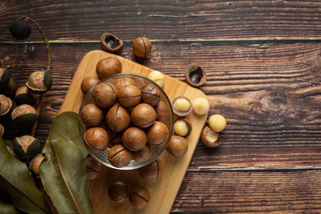 Heap of macadamia raw seed