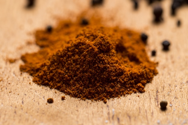 Heap of various spices on the table