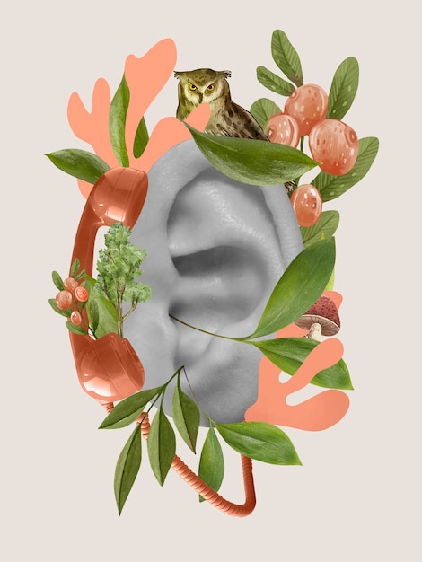 Hearing sense and telephone collage