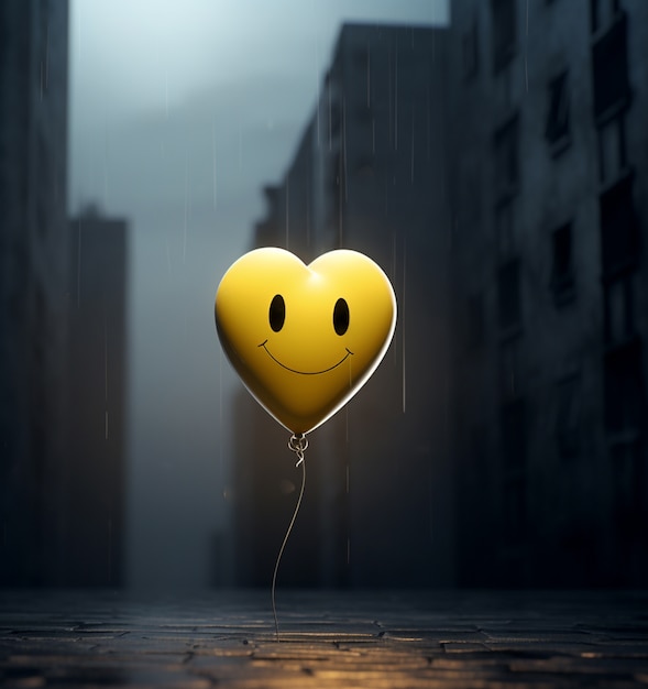 Heart balloon floating alone