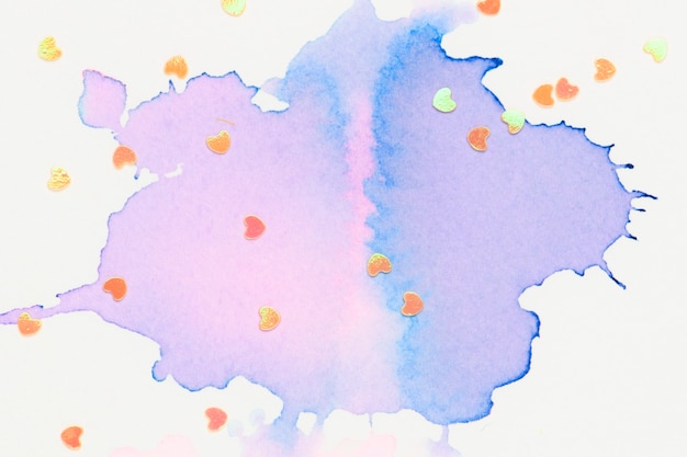 Free photo heart confetti purple watercolor wallpaper