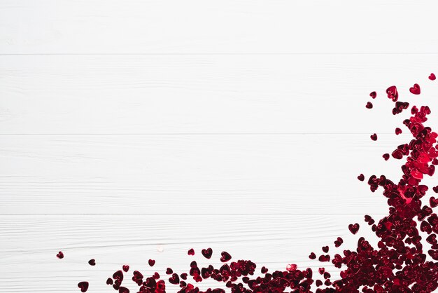 Heart confetti on white background