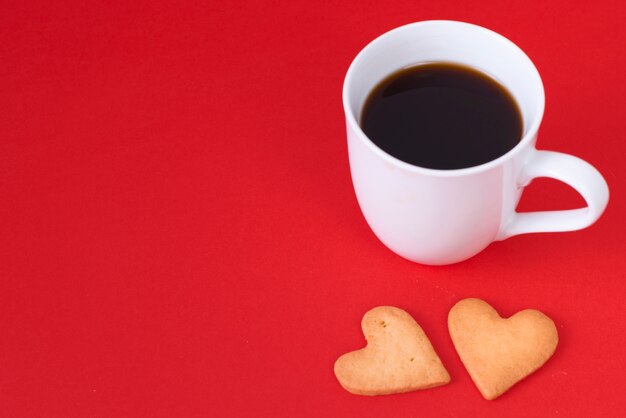 Heart cookies with coffee cup 