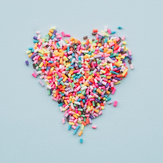 Heart of different bright sweets