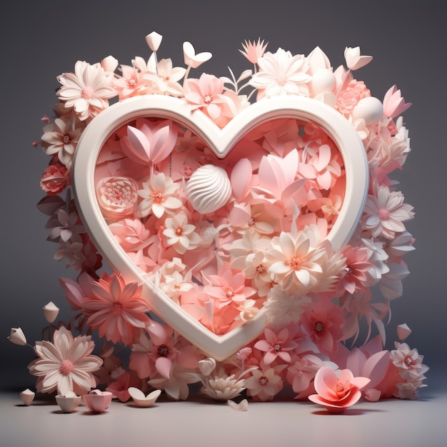 Сердце и цветы в студии