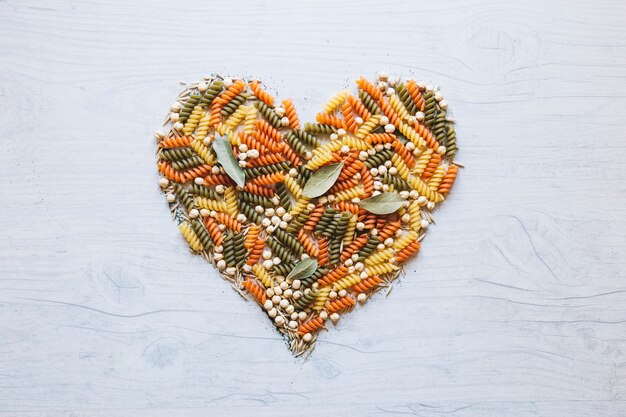 Heart from pasta and spices