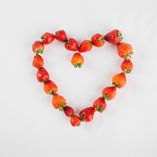 Heart from strawberries