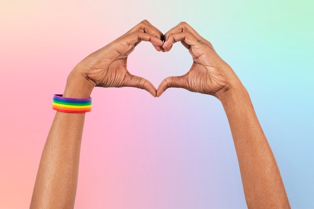 Free photo heart hand gesture lgbtq+ ally campaign