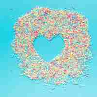 Free photo heart in heap of sprinkles