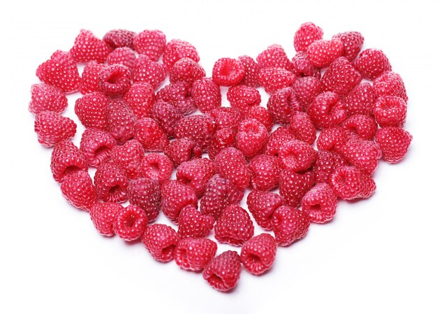 Heart made out of raspberries