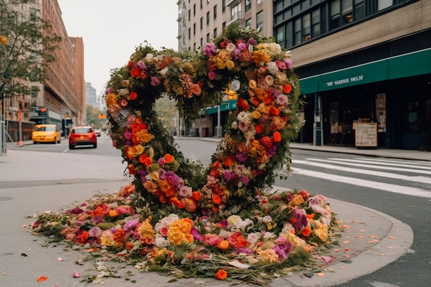 Foto gratuita a forma di cuore fatta di fiori