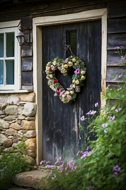 Free photo heart shape made of flowers