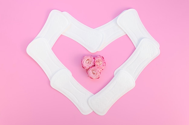 Free photo heart shape made from sanitary towels top view