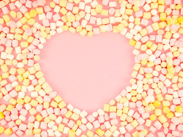 Heart shape surrounded by candy