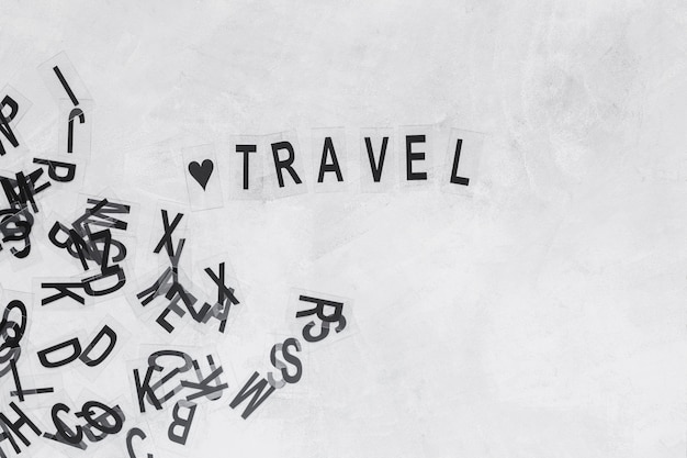 Heart shape with word travel on background