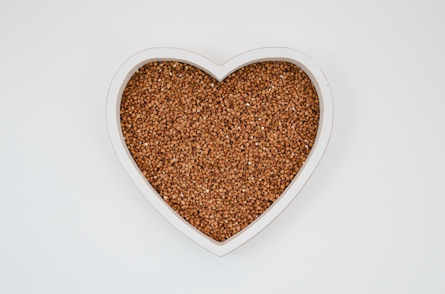 Free photo heart shaped buckwheat top view