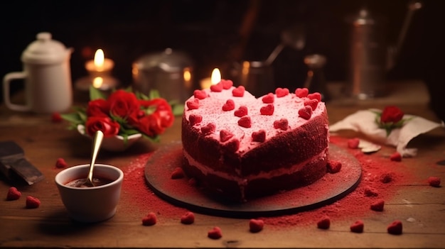 A heart shaped cake