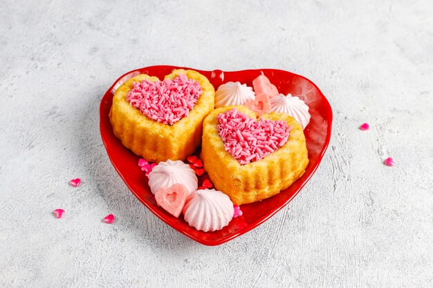 Heart shaped cakes for Valentine's Day.