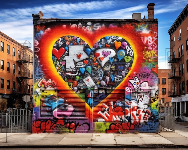 Free photo heart shaped graffiti art