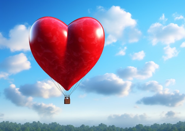 Бесплатное фото Воздушный шар в форме сердца