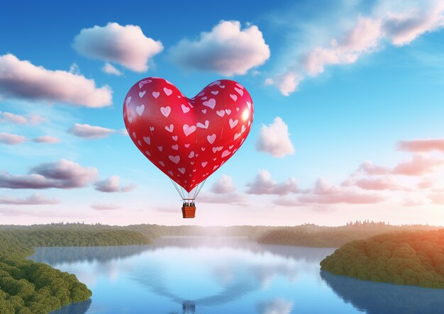 Heart shaped hot ai balloon