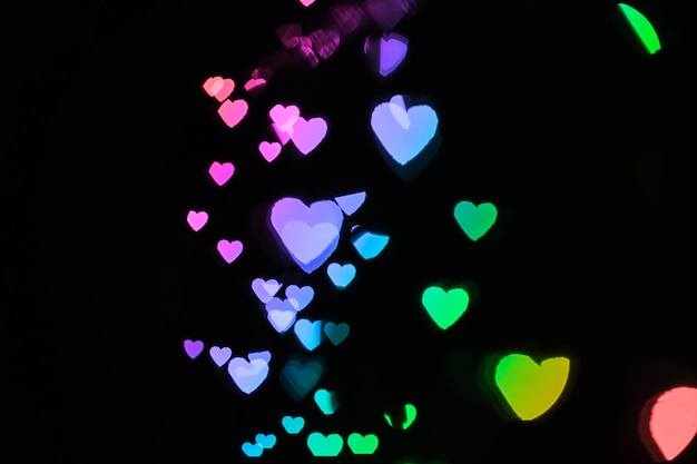 Free photo heart-shaped lights of bright colors